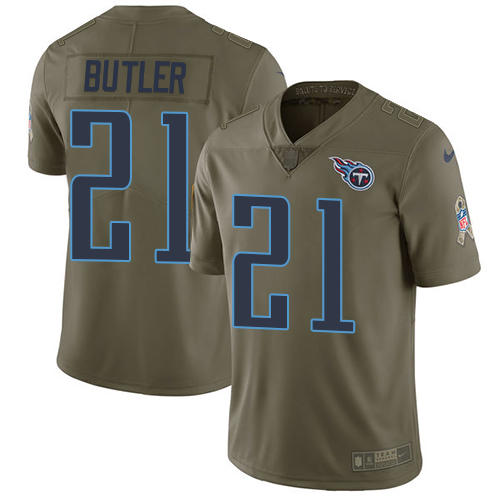 Nike Titans #21 Malcolm Butler Olive Men's Stitched NFL Limited Salute To Service Jersey - Click Image to Close